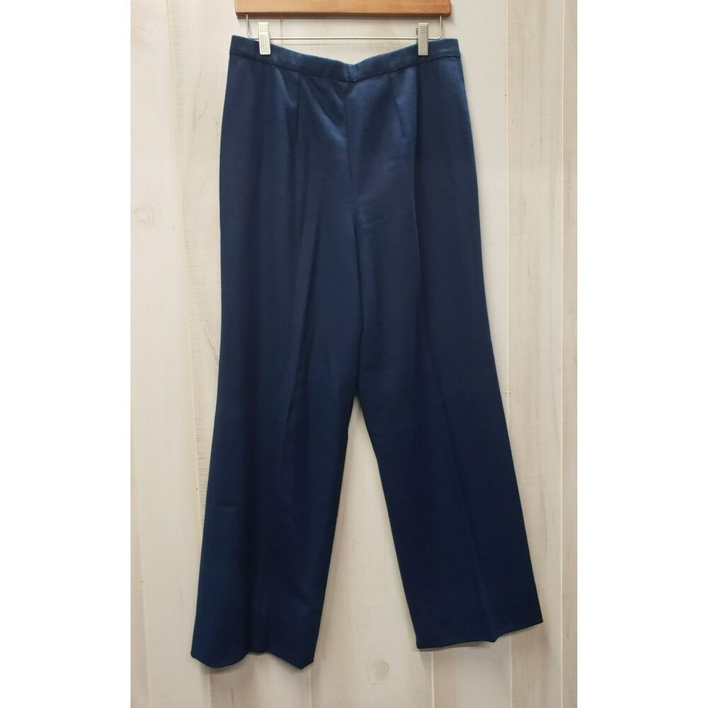 Vintage Pendleton Wool High-Waisted Navy Trousers, Back zip, 29" W, Size 16